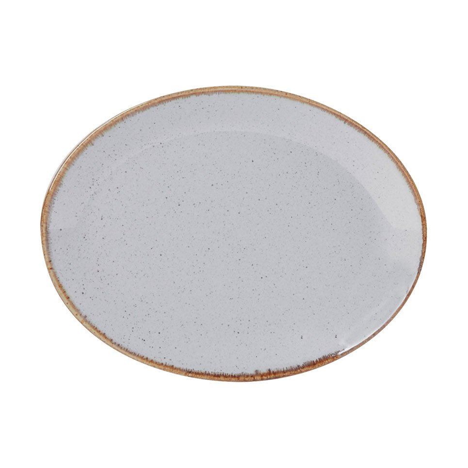 Porselen Gri Kayık Tabak
