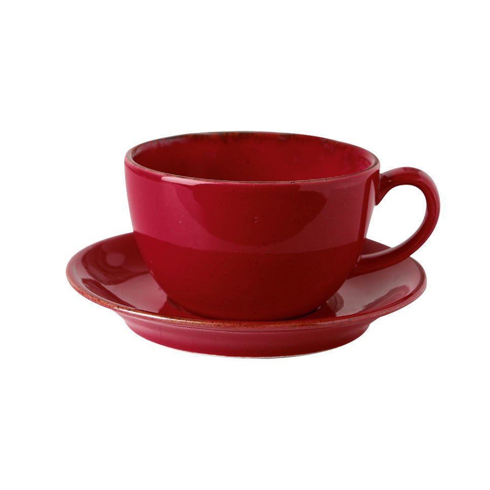 Porselen Kırmızı Çay Fincan Takımı