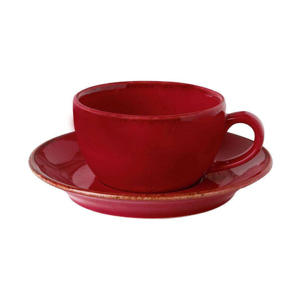 Porselen Kırmızı Çay Fincan Takımı