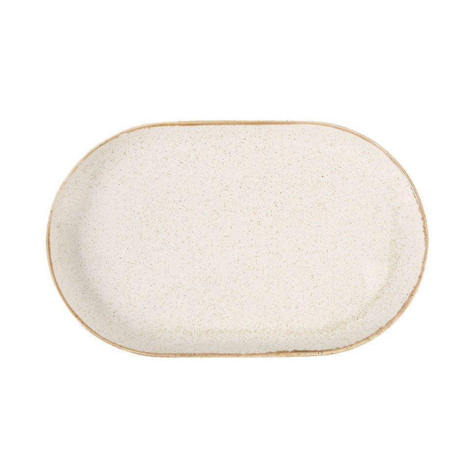 Porselen Bej Kayık Tabak