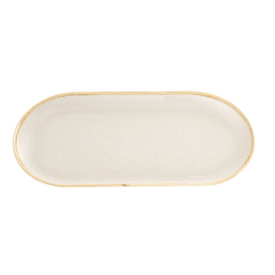 Porselen Bej Kayık Tabak