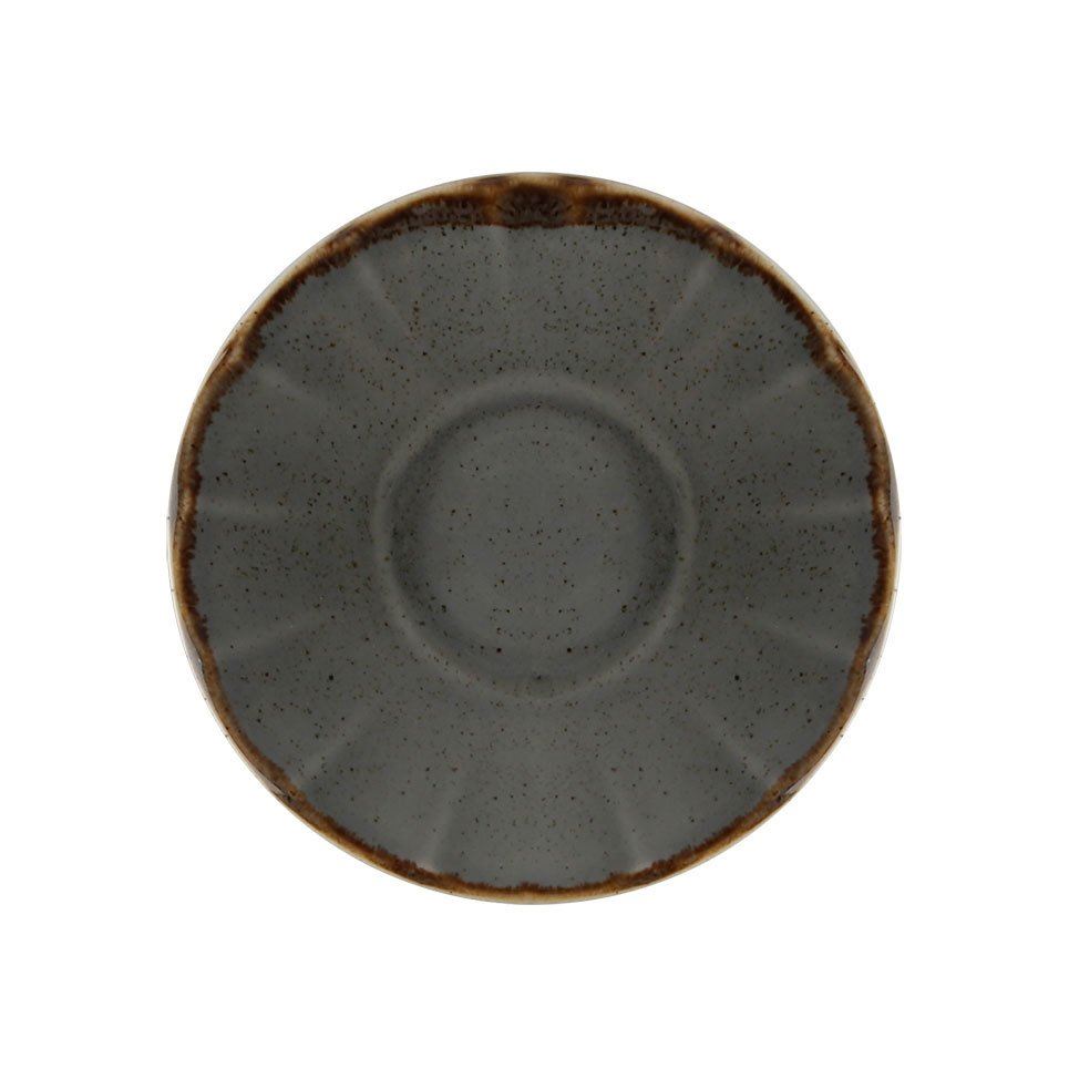 Porselen Koyu Gri Ergonomik Çay Tabağı