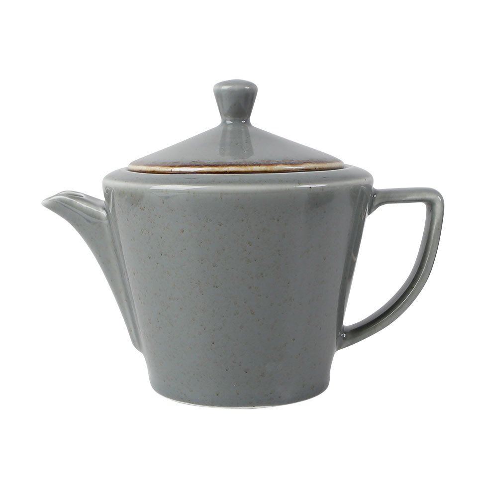 Porselen Koyu Gri Kapaklı Demlik