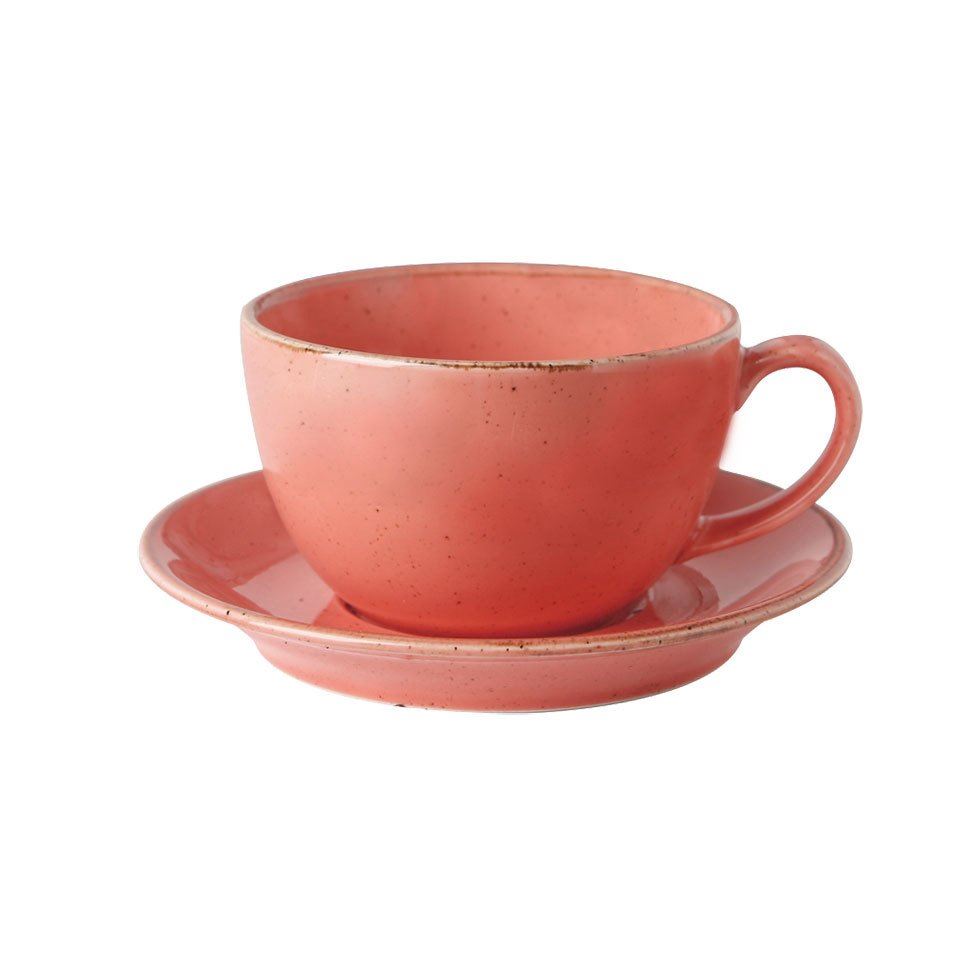 Porselen Turuncu Çay Fincan Takımı