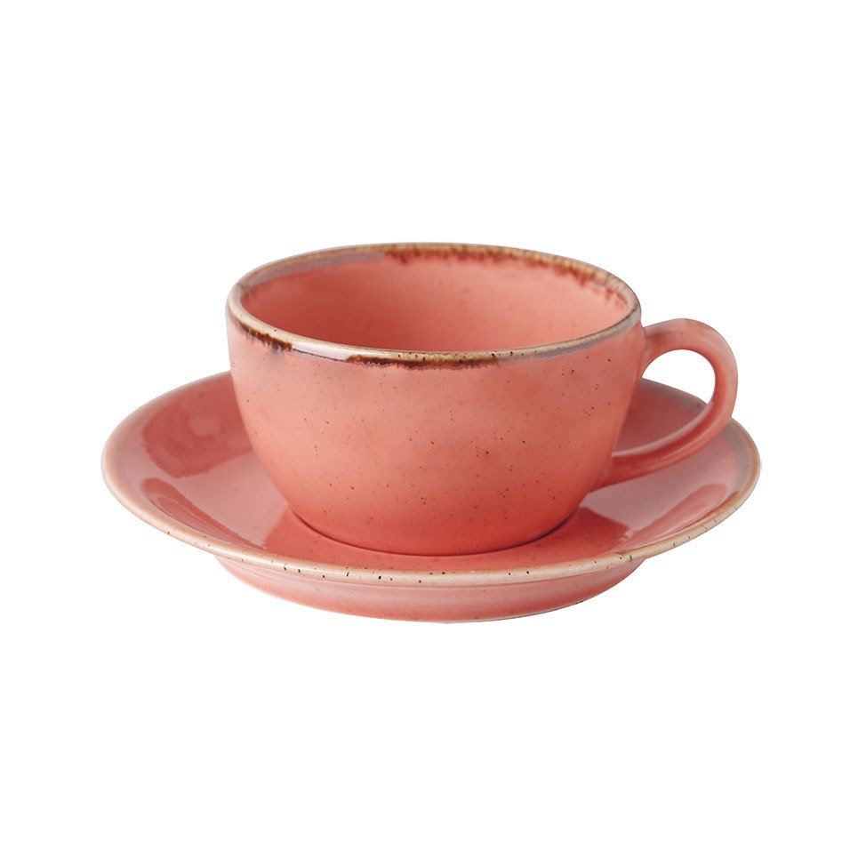 Porselen Turuncu Çay Fincan Takımı