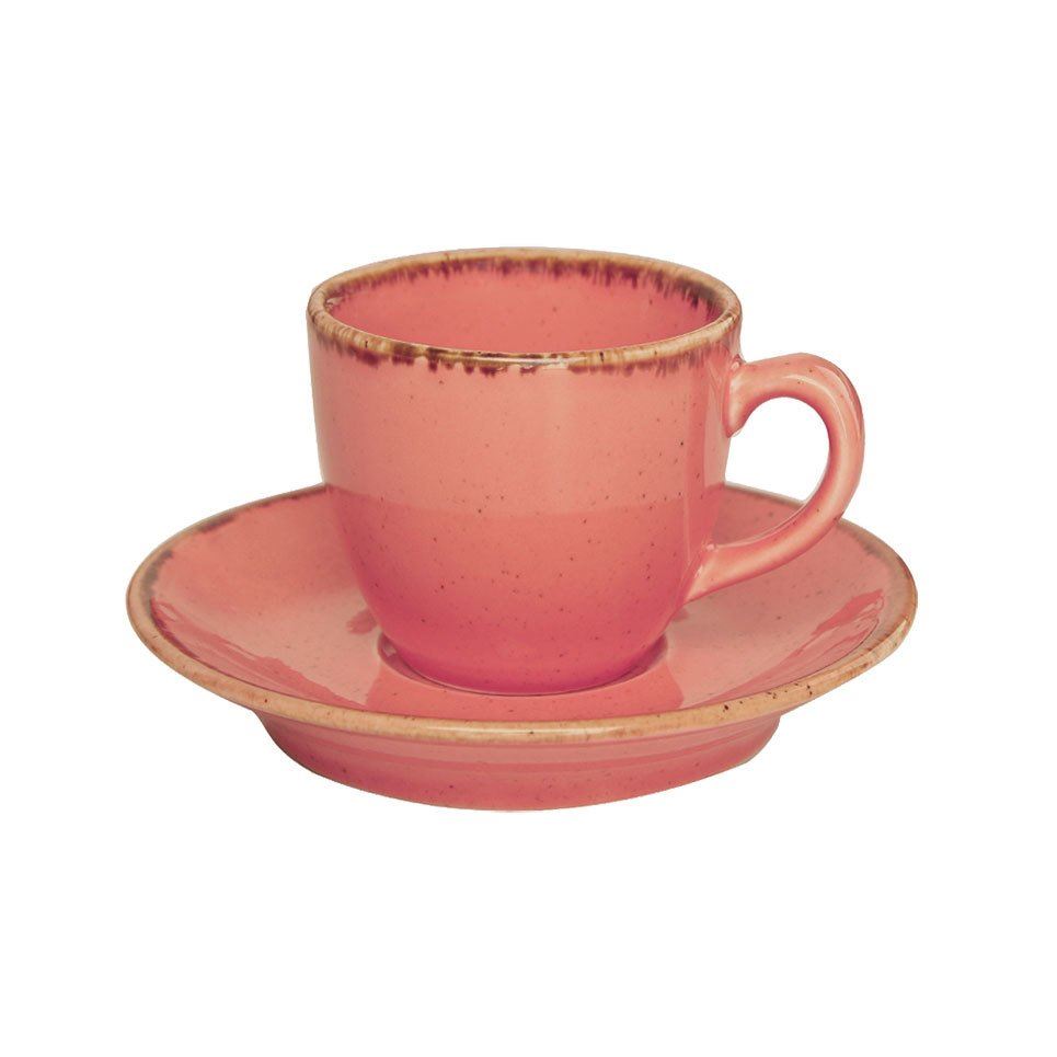 Porselen Turuncu Kahve Fincan Takımı