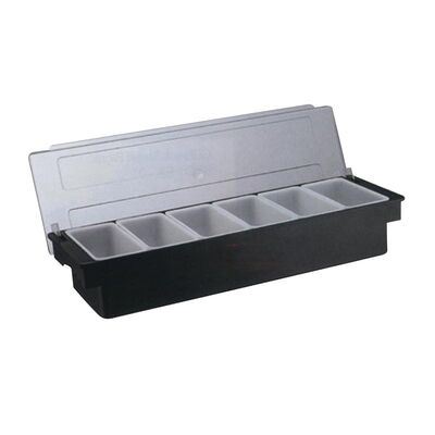 Biradlı Bar Konteyner, 6'lı, Kapaklı, Polikarbon, 50x16x9 cm, Siyah
