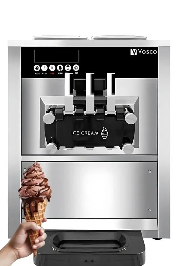 Vosco Pro Silver Soft Dondurma Makinesi Set Üstü (Üç Kollu)