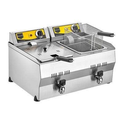 Remta R111 Yağ Tahliye Musluklu Fritöz, Çiftli, 10+10 L, Elektrikli