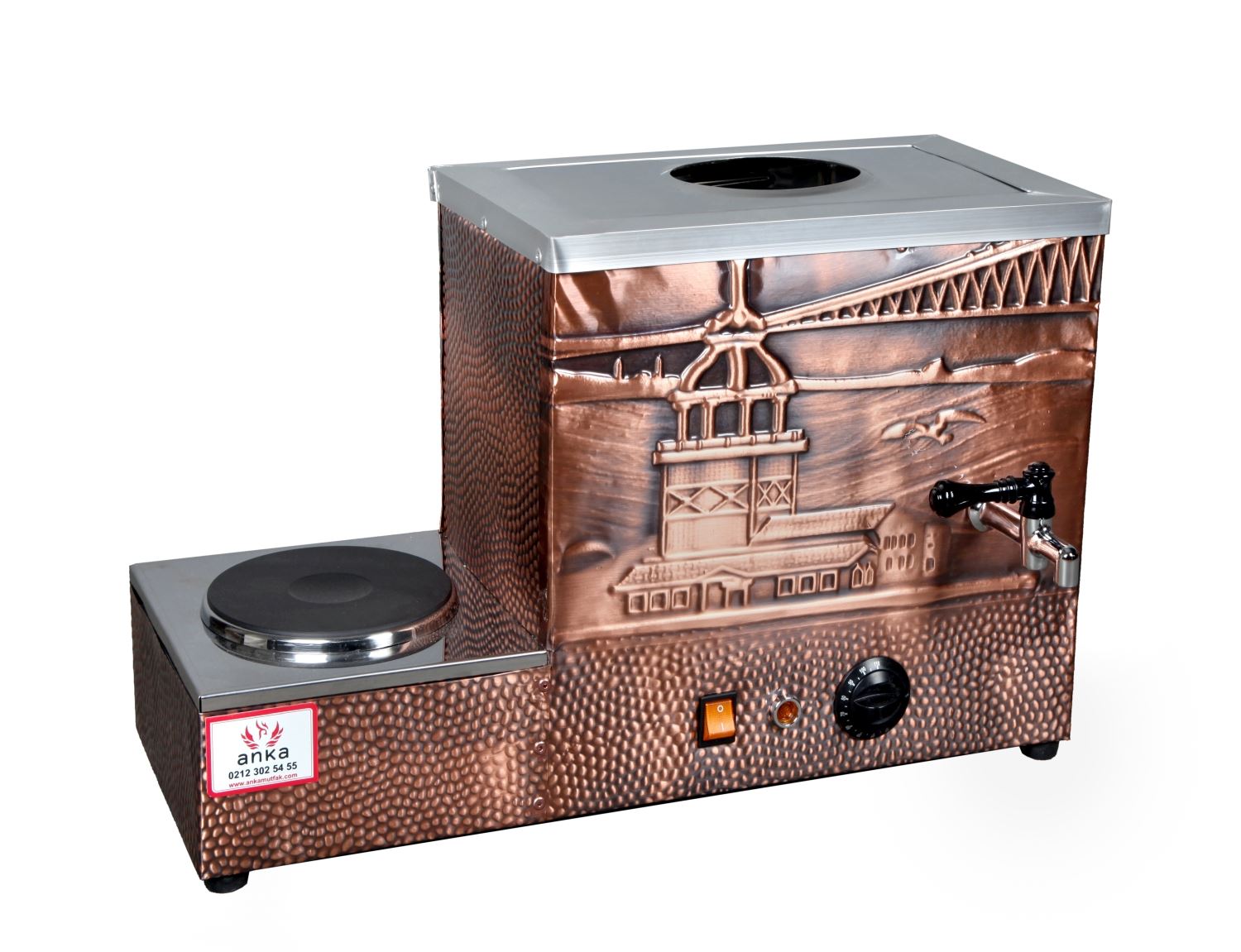 Eko Bakır Çay Kazanı 1 Demlikli Pleytli