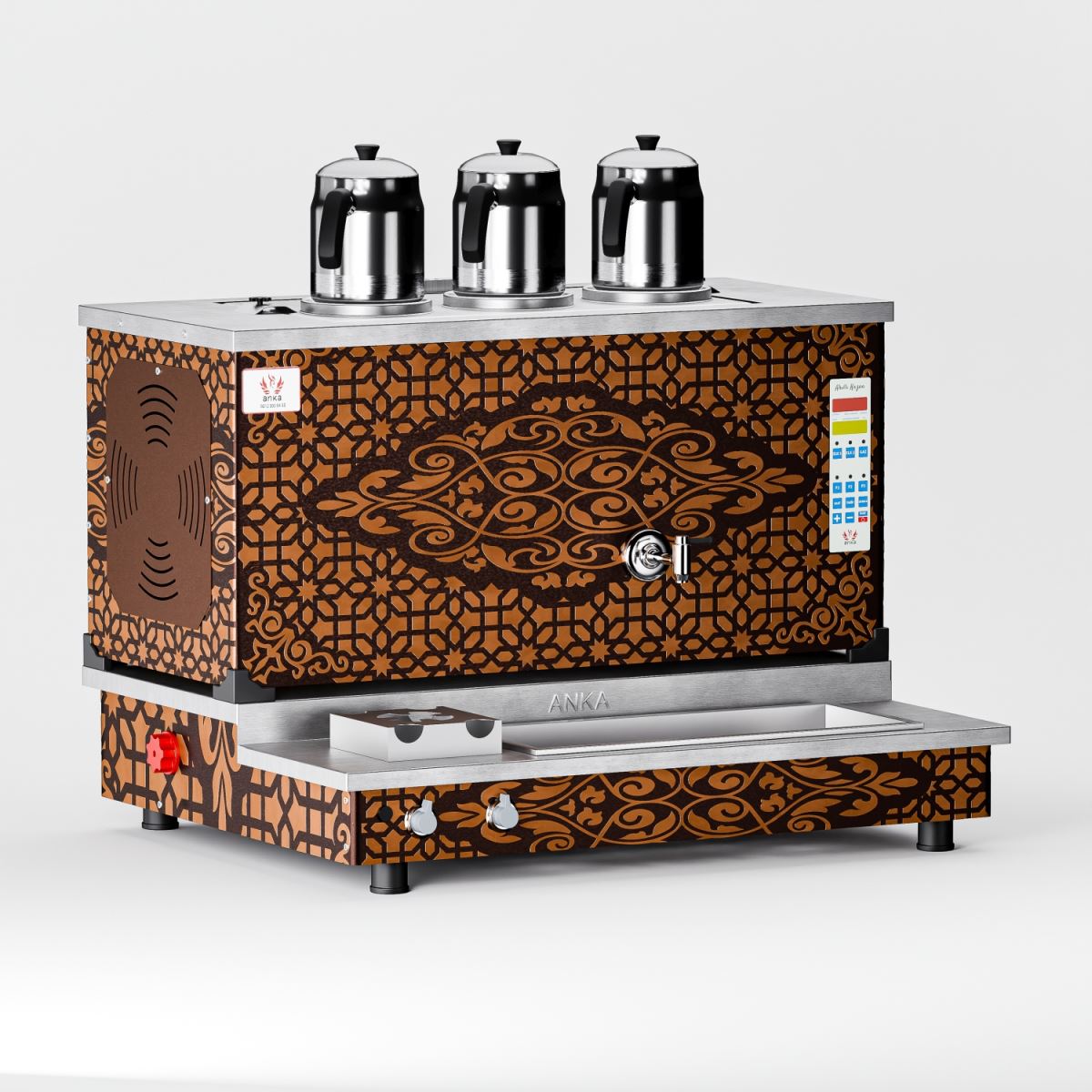 Bakır Pro Plus Hibrit Smart Çay Kazanı  3 Demlikli