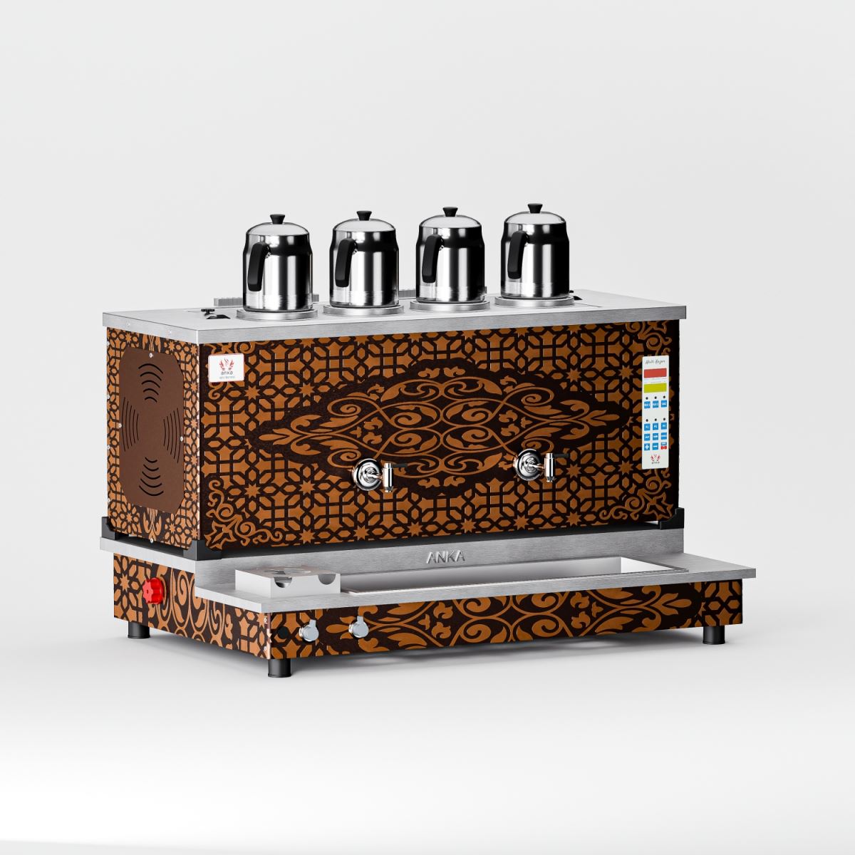 Bakır Pro Plus Hibrit Smart Çay Kazanı 4 Demlikli