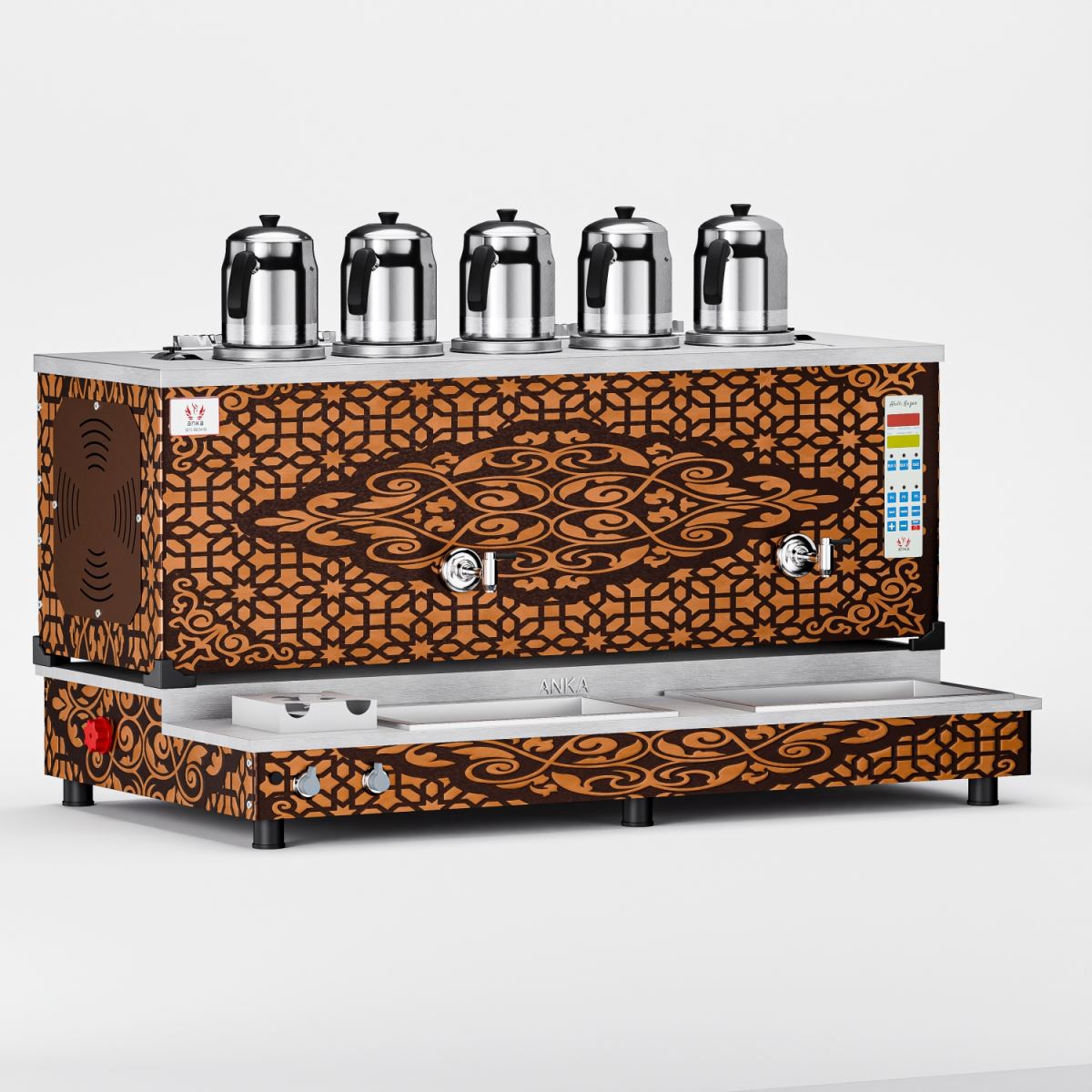 Bakır Pro Plus Hibrit Smart Çay Kazanı 5 Demlikli