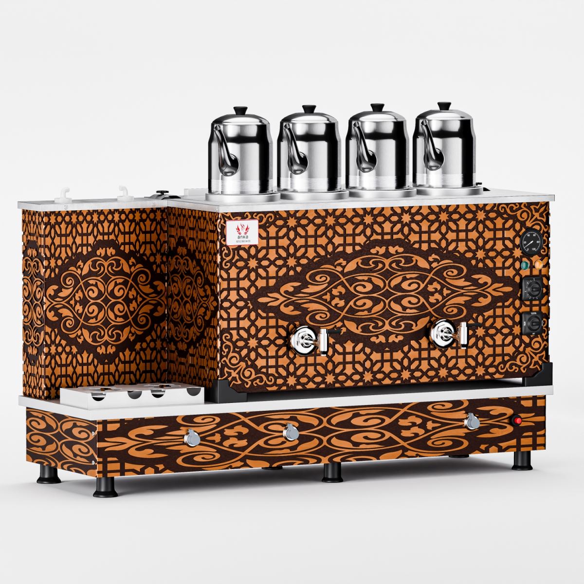 Bakır Turbo Hibrit Çay Kazanı 4 Demlikli