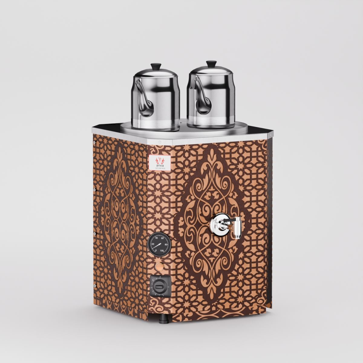Bakır Yeni Nesil Jumbo Çay Makinesi 2 Demlikli