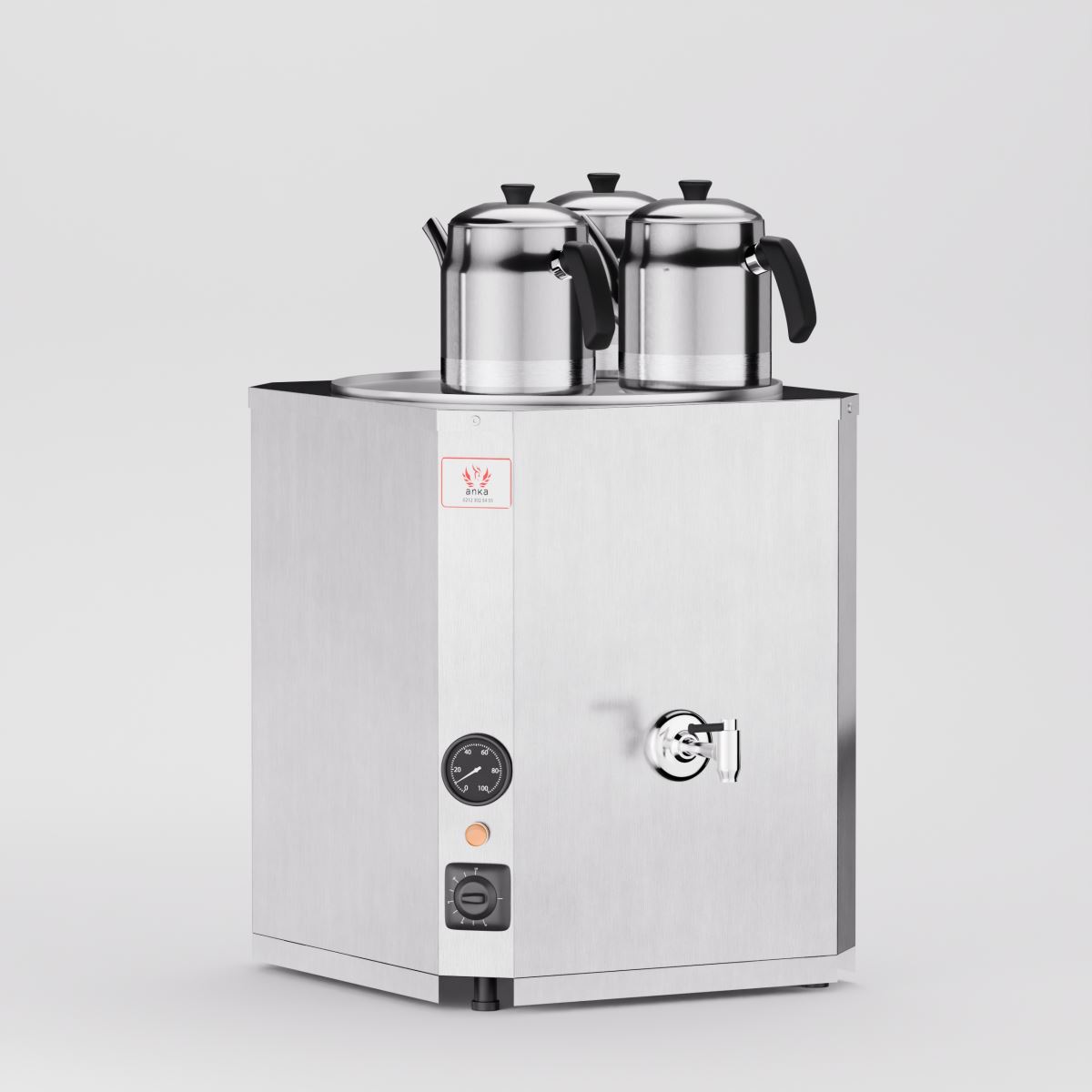 Inoks Yeni Nesil Jumbo Çay Makinesi 3 Demlikli