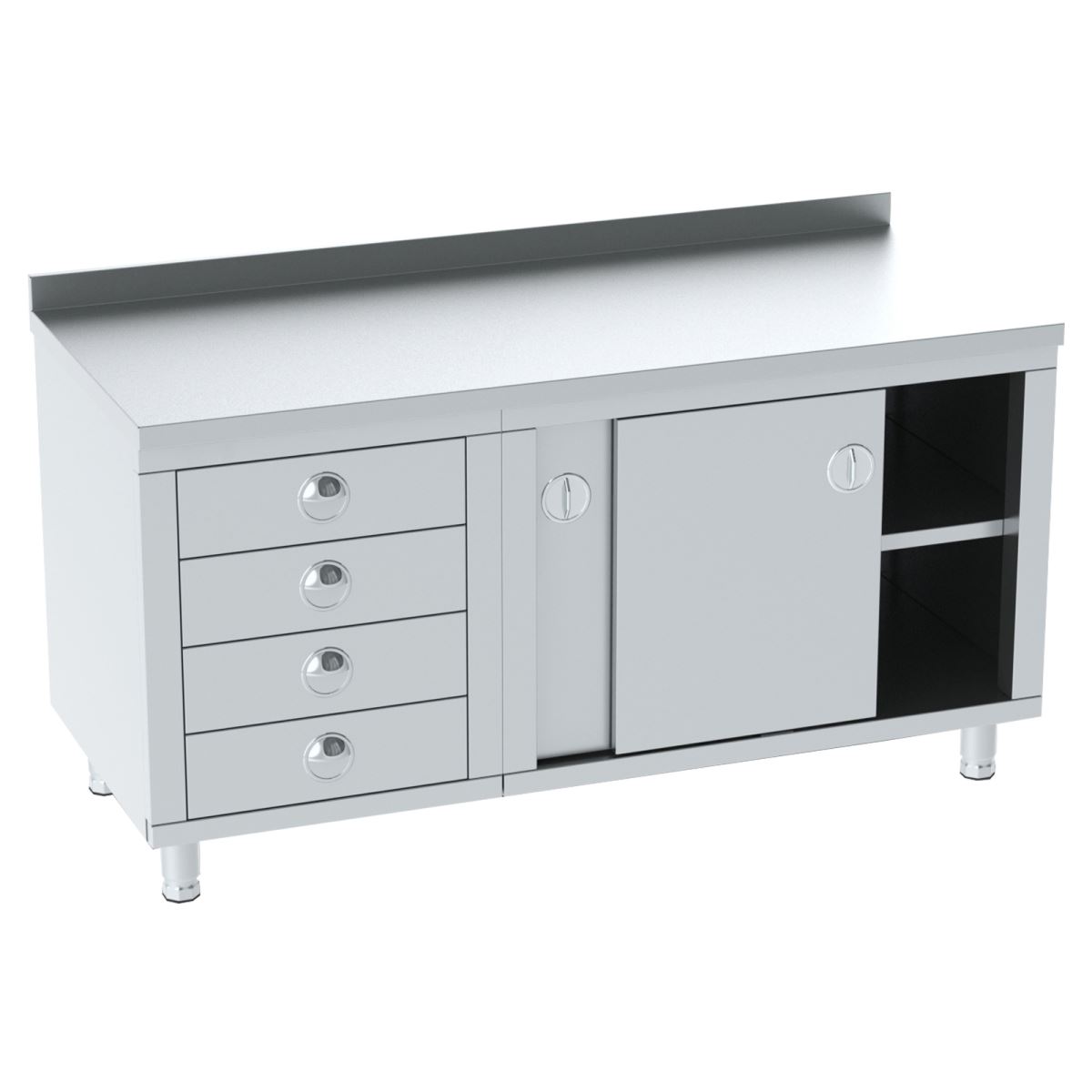 Çalışma Tezgahı / Dolaplı / Ara Raflı / 4 Çekmeceli