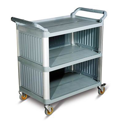 Biradlı Plastik Servis Arabası, Etfafı Kapalı, 520x960x1070 mm, Gri