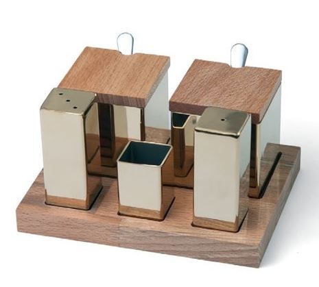 5'li Kare Tuzluk -Baharatlık Takımı (Altın)