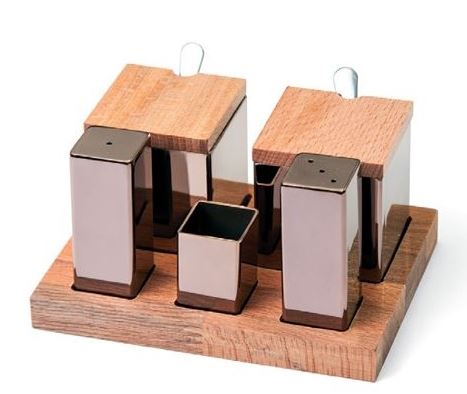 5'li Kare Tuzluk Baharatlık Takımı (Bakır)