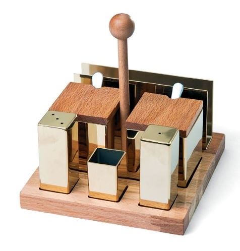 6'lı Kare Tuzluk Baharatlık Takımı (Altın)