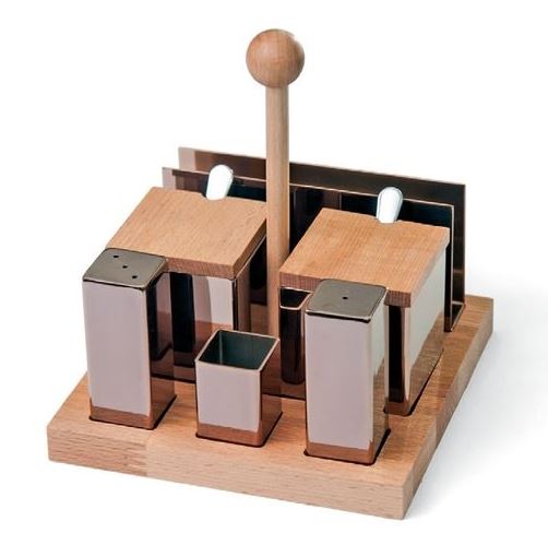 6'lı Kare Tuzluk Baharatlık Takımı (Bakır)