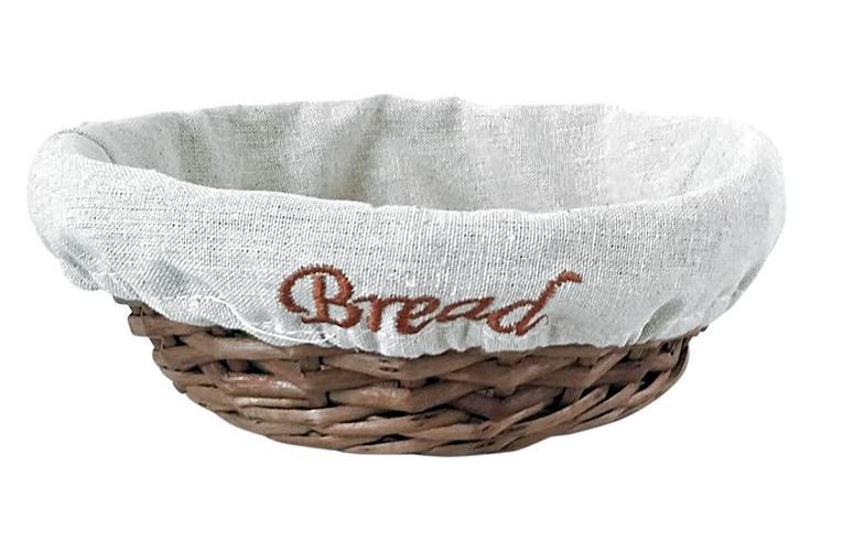 Naturel Hasır Bezli Ekmek Sepeti (Yuvarlak)