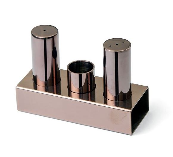 3'lü Yuvarlak İnce Tuzluk Takımı (Bakır)