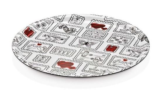 Postcard-Dekorlu Lamine Tepsi